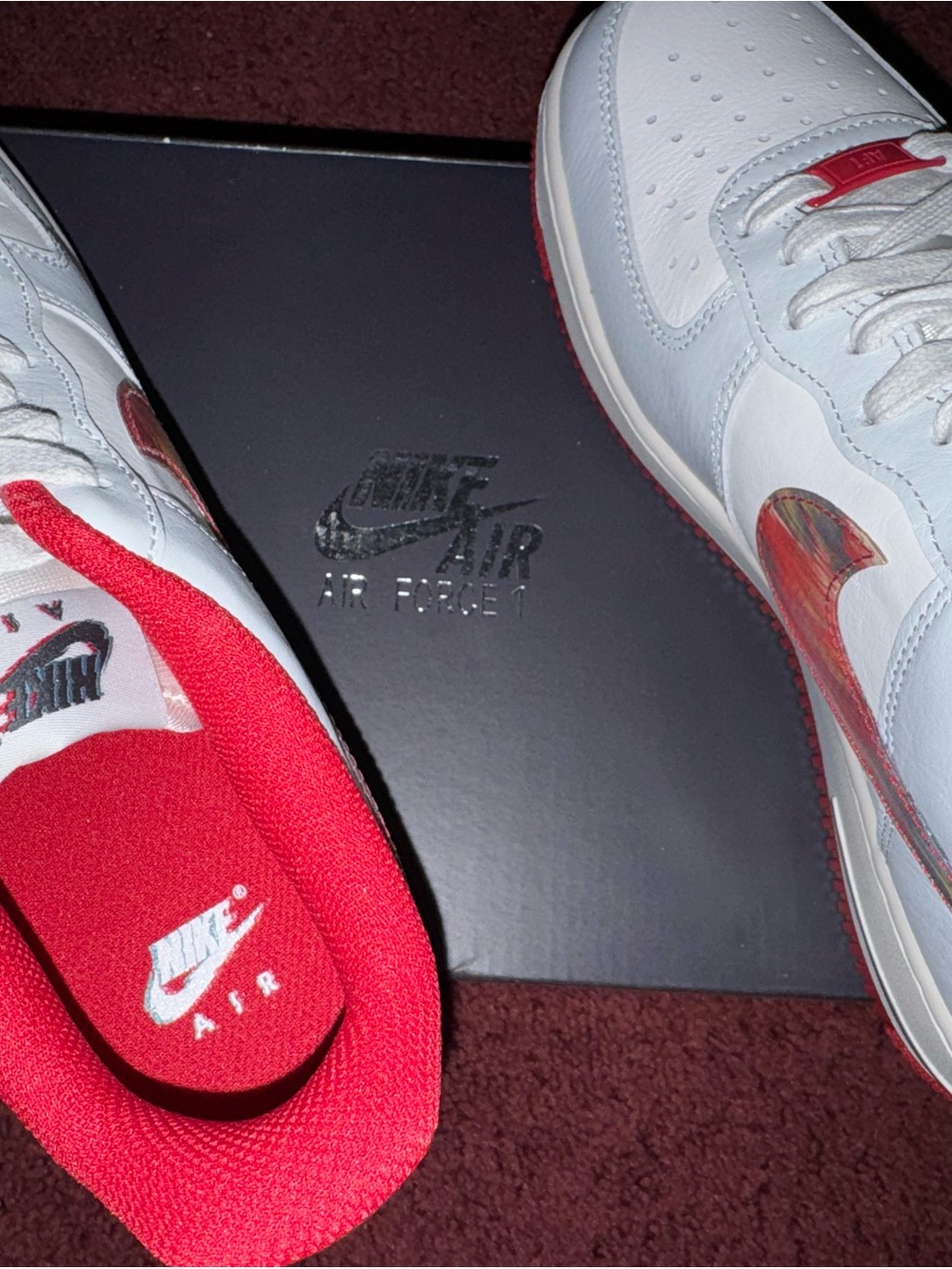 New Nike Air Force 1 ‘07 Phantom/Photon Dust Gym Red Size 9.5 Women, 8 Men - Picture 2 of 5